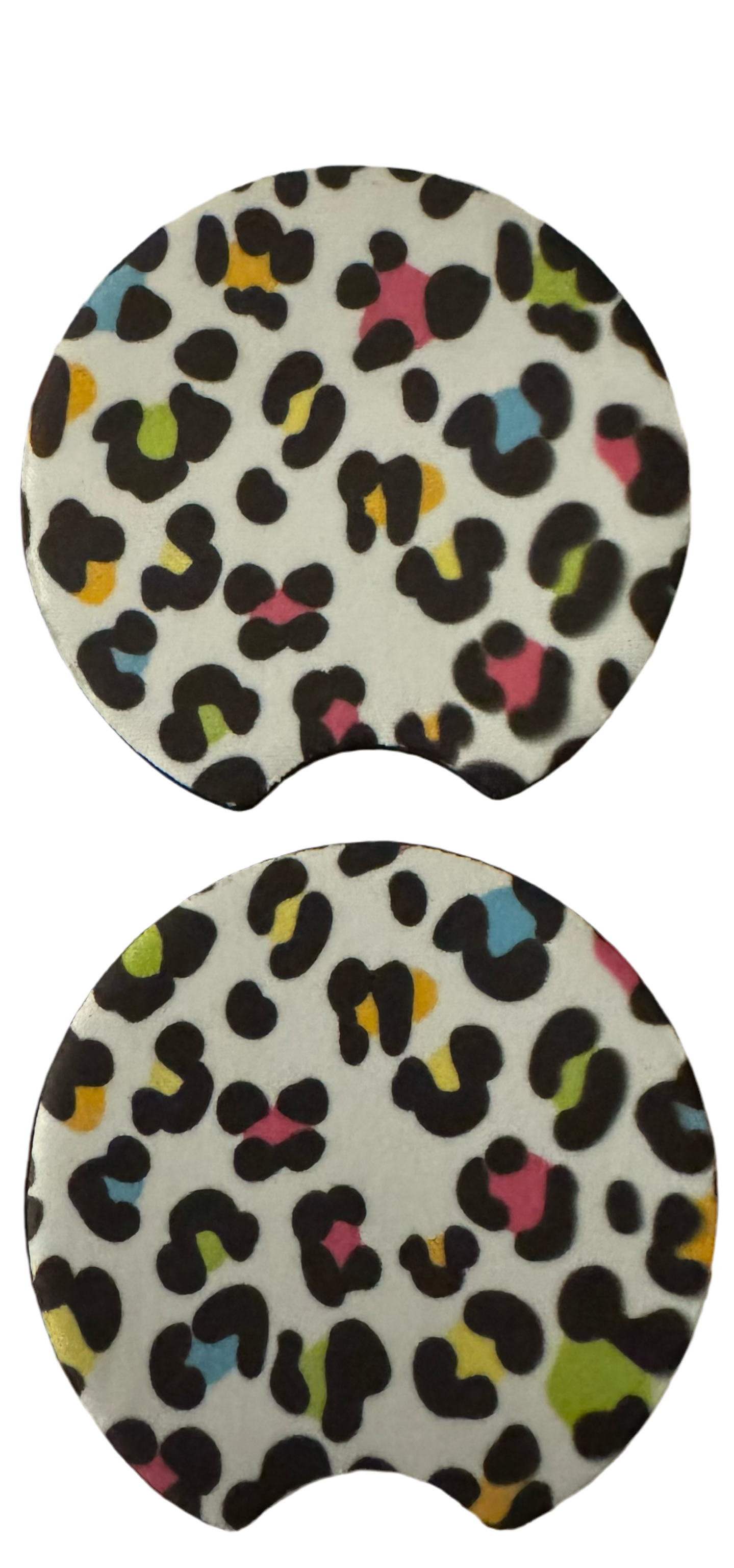 Multi Leopard Car Coasters Set of 2