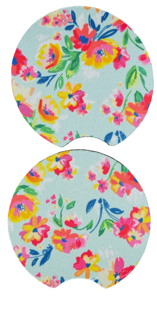 Multi Floral Car Coasters Set of 2